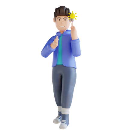 Boy having an idea  3D Illustration