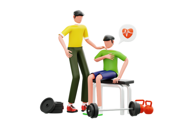 Boy Having Panic Attack At Gym  3D Illustration