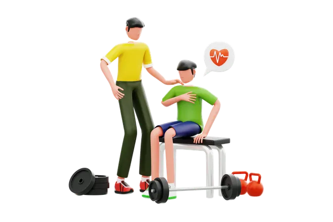 Boy Having Panic Attack At Gym  3D Illustration