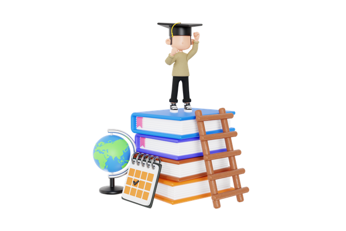 Boy Having Study Goal  3D Icon