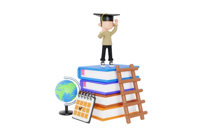 Boy Having Study Goal  3D Icon