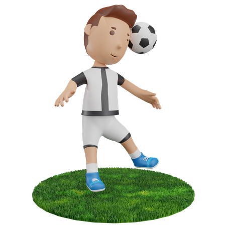 Boy heading football  3D Icon