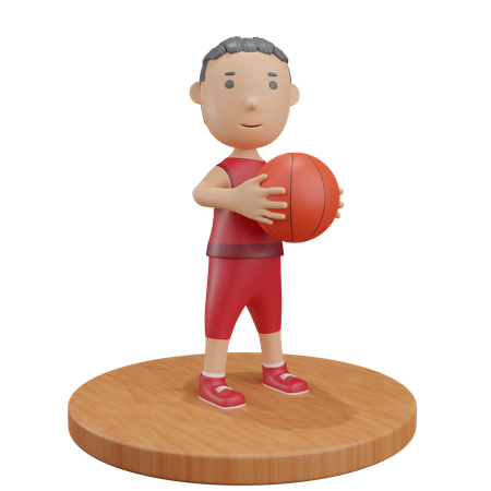 Boy holding basketball  3D Illustration