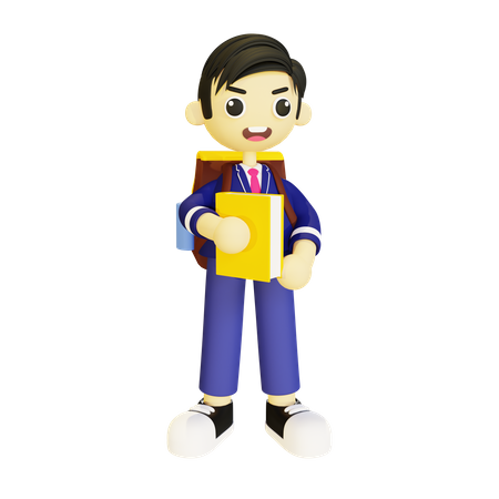 Boy holding book  3D Illustration