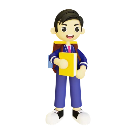 Boy holding book  3D Illustration