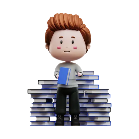 Boy holding book 3D Illustration