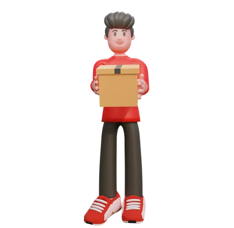 Boy holding box 3D Illustration