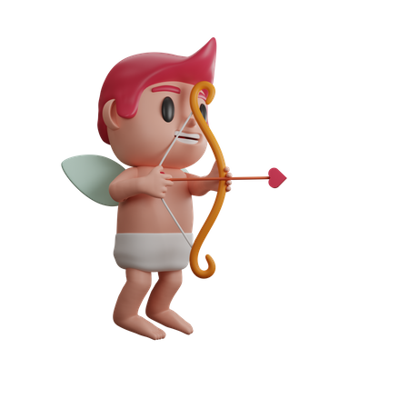 Boy holding Cupid bow 3D Illustration