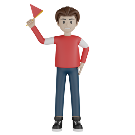 Boy holding flag  3D Icon
