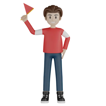 Boy holding flag  3D Icon