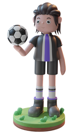 Boy holding Football  3D Icon