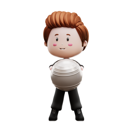 Boy Holding Gym Ball  3D Icon