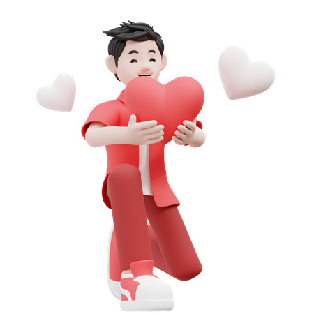 Boy Holding Heart  3D Icon