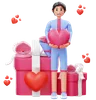 Boy holding heart in hand and celebrating valentine's day
