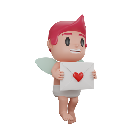 Boy holding love letter  3D Icon