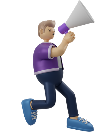 Boy holding megaphone  3D Illustration