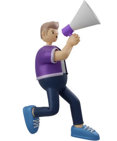 Boy holding megaphone  3D Illustration