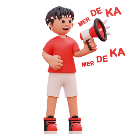 Boy Holding Megaphone  3D Illustration