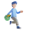 Boy holding money bag