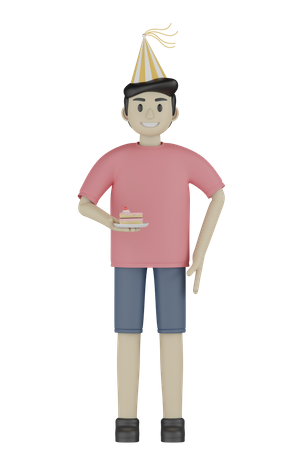 Boy Holding Pastry Plate 3D Illustration