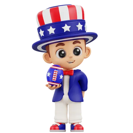 Boy Holding Rugby Ball  3D Illustration