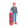 3d boy holding skateboard logo