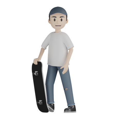 Boy Doing Skateboarding  3D Illustration
