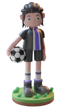 Boy holding soccer ball  3D Icon