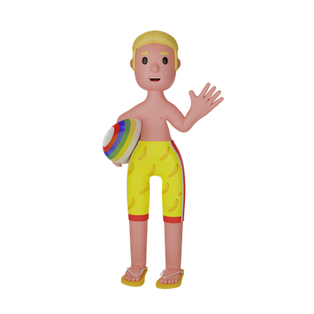 Boy Holding Surfboard  3D Icon