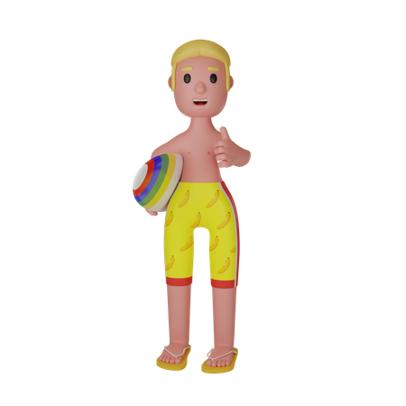 Boy Holding Surfboard  3D Icon