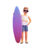 Boy holding surfboard