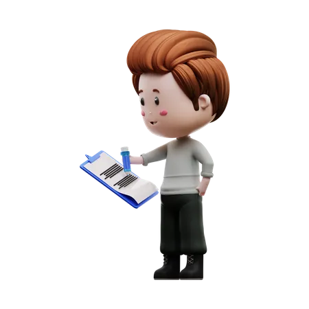 Boy holding task board  3D Illustration