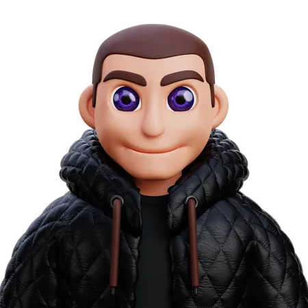 Boy in black jacket  3D Icon