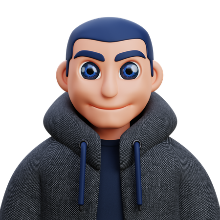 Boy in black jacket  3D Icon