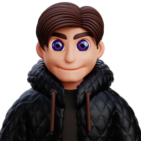 Boy in black jacket  3D Icon