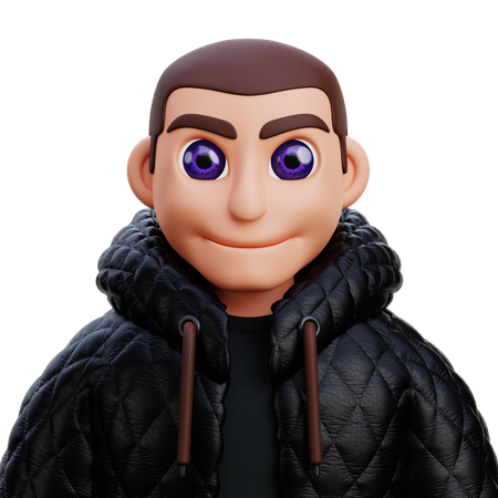 Boy in black jacket  3D Icon