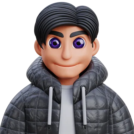 Boy in black jacket  3D Icon