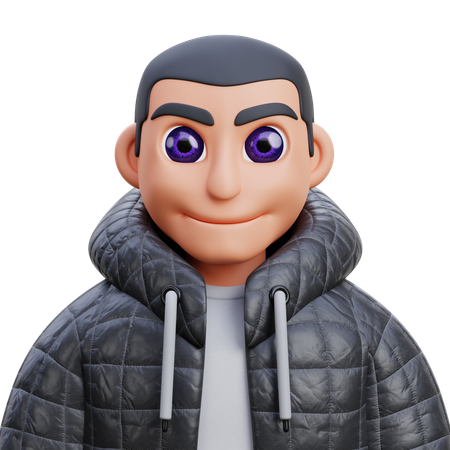 Boy in black jacket  3D Icon