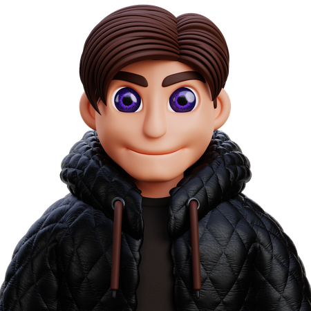 Boy in black jacket  3D Icon