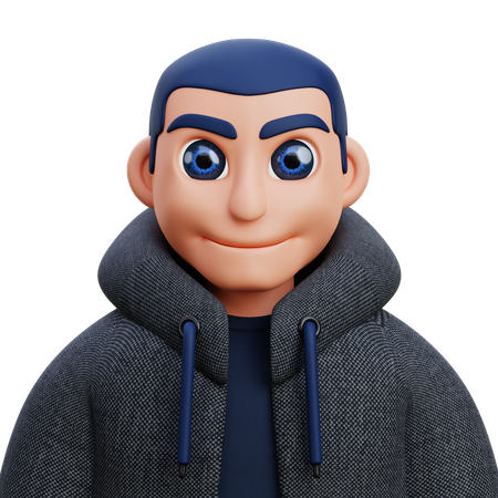 Boy in black jacket  3D Icon