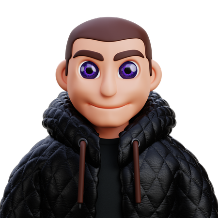 Boy in black jacket  3D Icon
