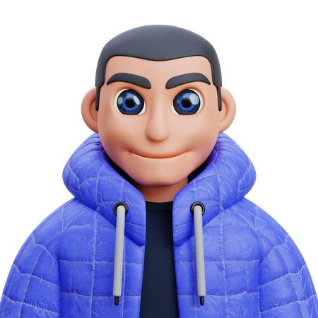 Boy in blue jacket  3D Icon