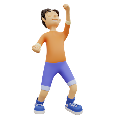 Boy in Celebrating Pose  3D Illustration