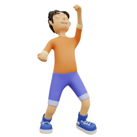 Boy in Celebrating Pose 3D Illustration