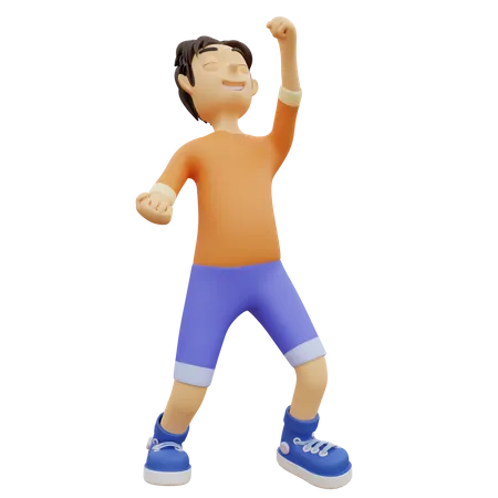 Boy in Celebrating Pose  3D Illustration