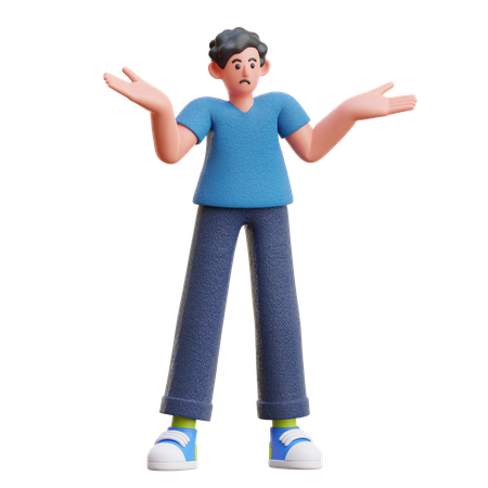 Boy in Confused pose  3D Illustration