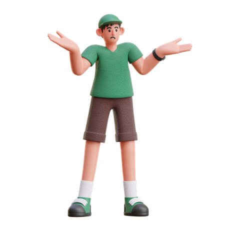 Boy in Confused pose  3D Illustration