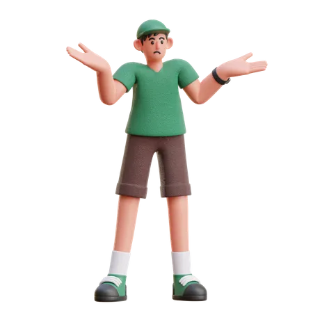 Boy in Confused pose  3D Illustration