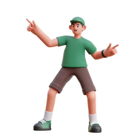 Boy in dancing pose  3D Illustration