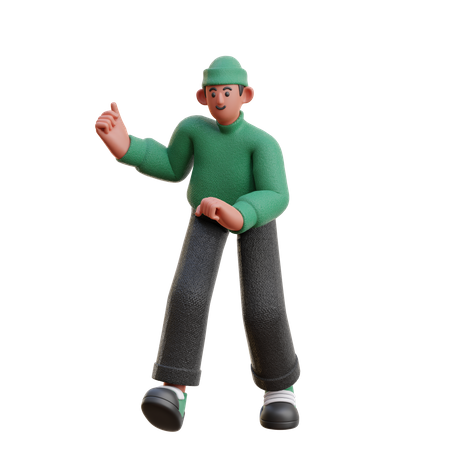 Boy in dancing pose 3D Illustration